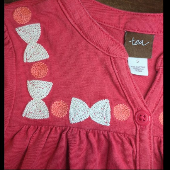 5 Tea Collection Pomegranate Embroidered Henley Dress Pink - Picture 5 of 10